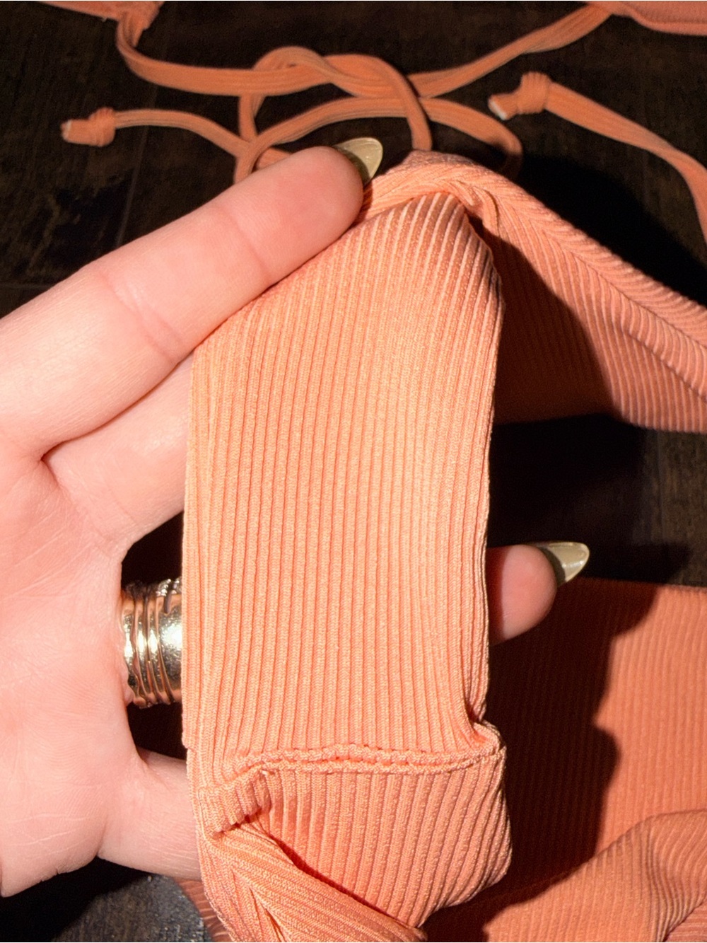 Light Orange Ribbed Bikini Set - Picture 3 of 5